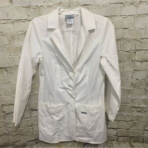 Greys Anatomy White Button Up Pocket Scrub Jacket Coat